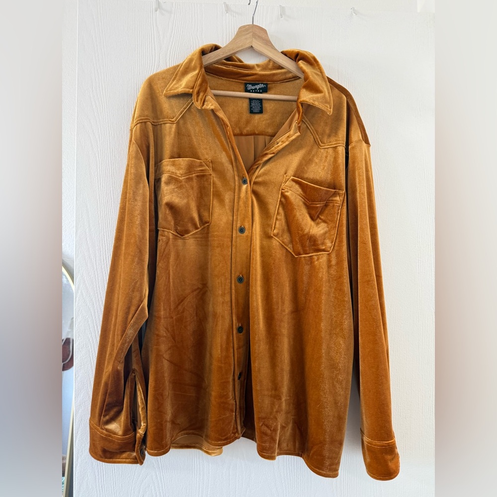 Wrangler Retro Velvet Shirt in Rich Orange
